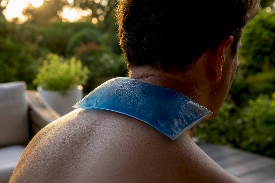 Ice pack applied on neck muscle