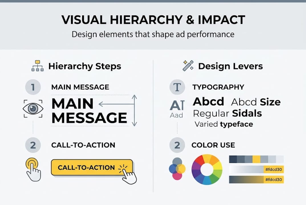 Infographic showing ad design elements and impact