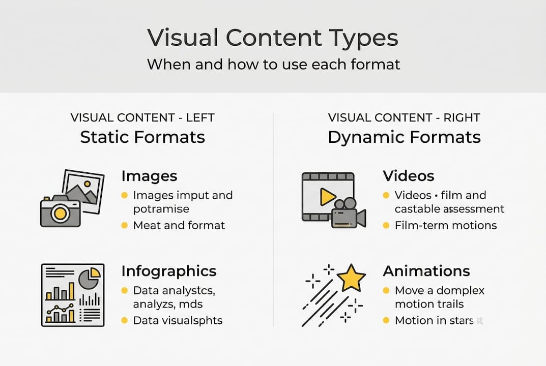 Infographic with visual content format categories