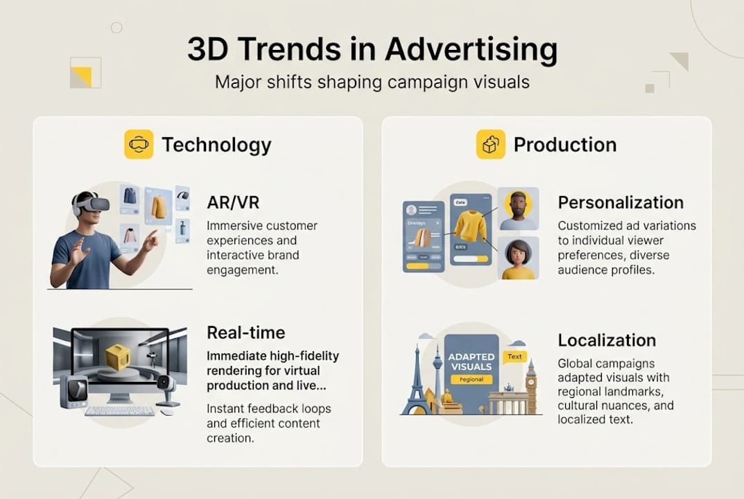 Infographic showing 3D advertising trends