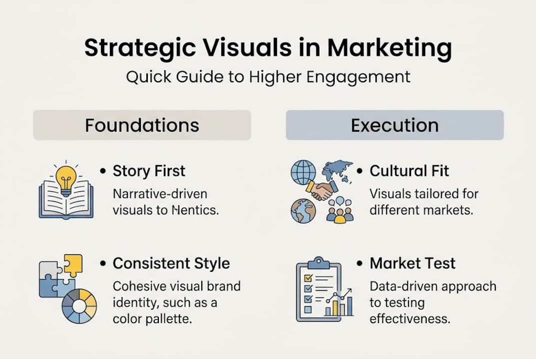 Infographic showing strategic marketing visuals overview