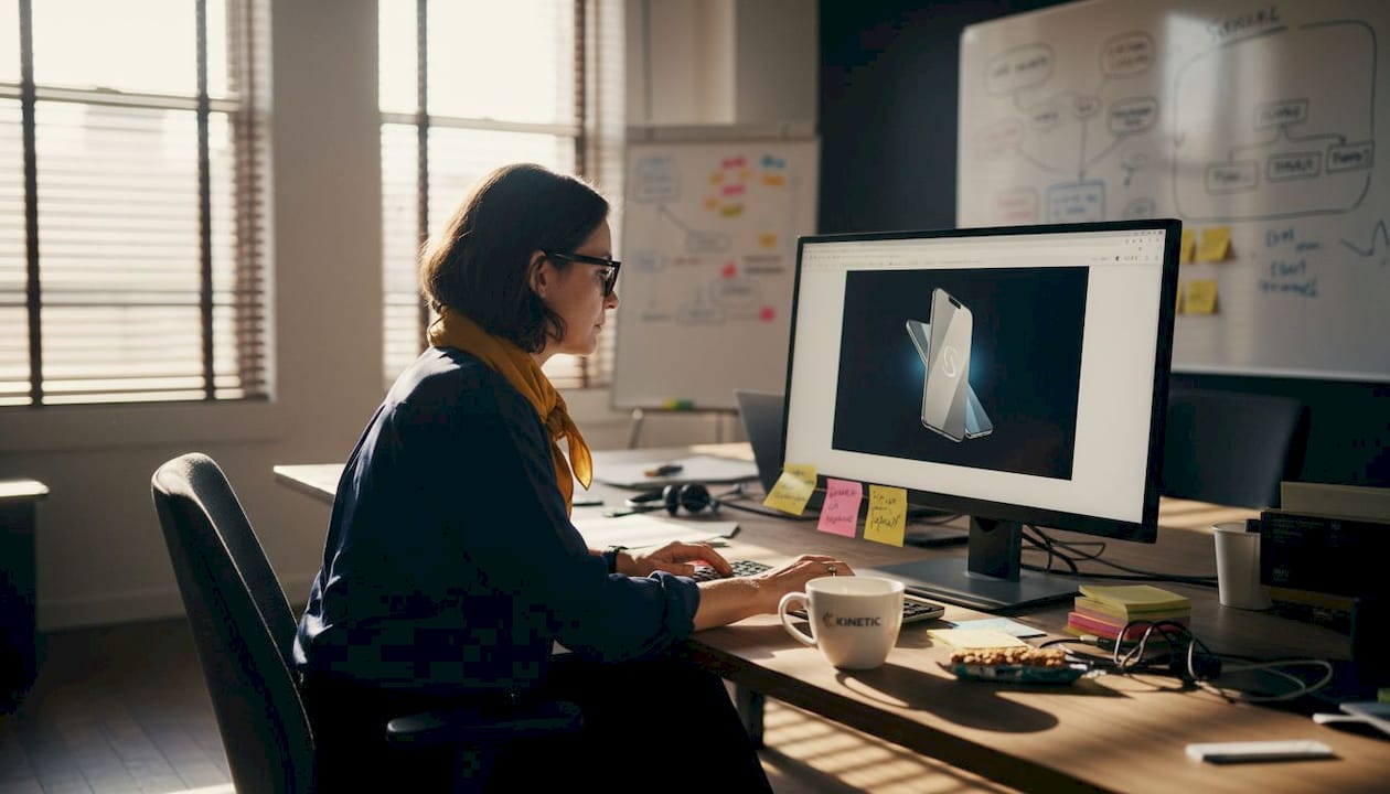 Creative director reviewing tech hero campaign image