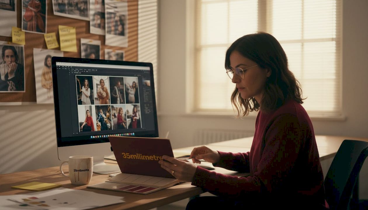 Creative director reviews campaign post-production workflow