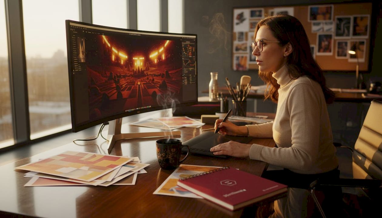 VFX artist compositing layers for film