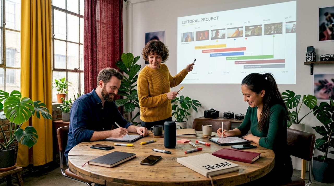 Team collaborating on motion design workflow