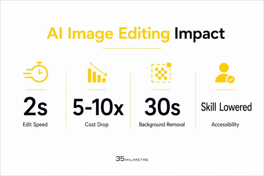 Infographic presenting AI image editing key stats and benefits