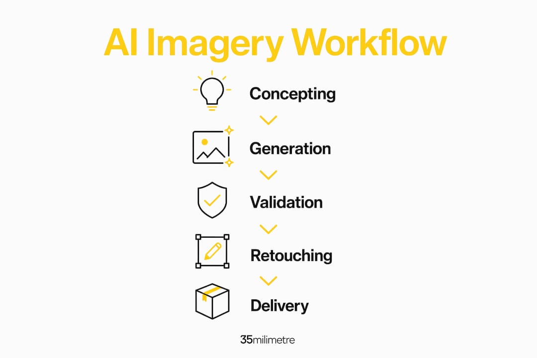 Infographic showing AI imagery workflow stages