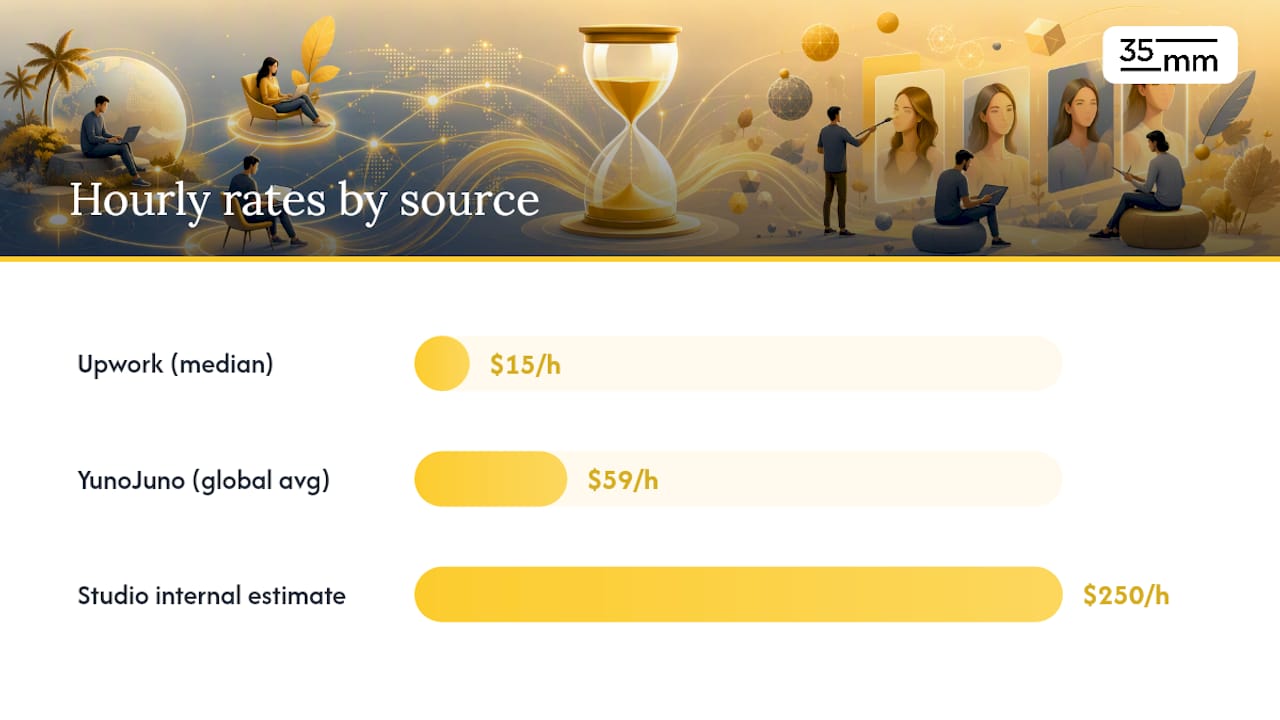 Diagram comparing retoucher billing models and suitability