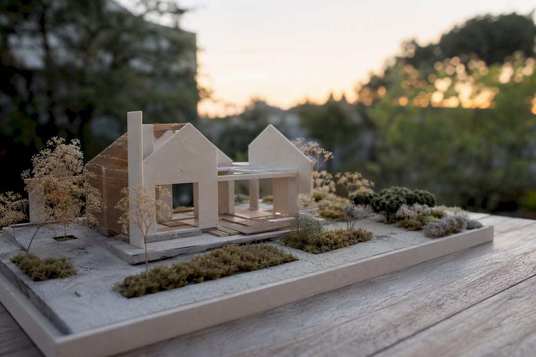 Exterior architectural model with shadows