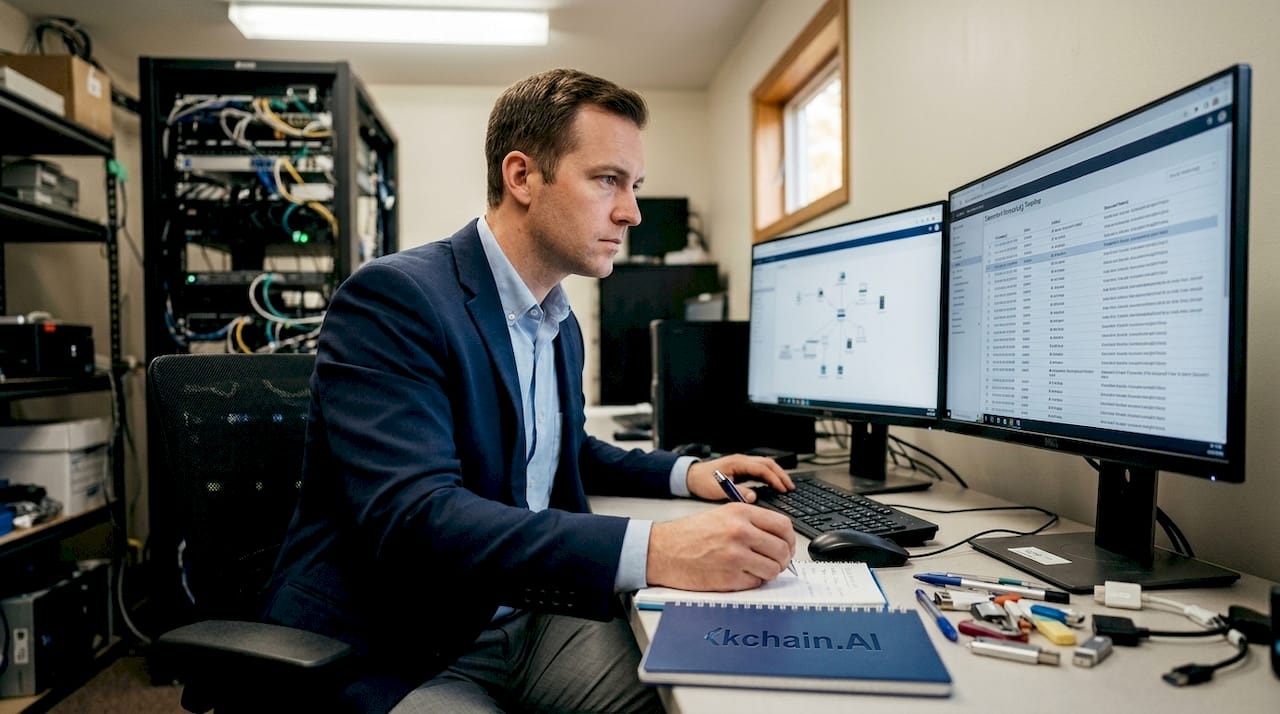 Specialist checks audit log for digital security