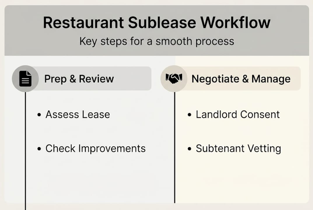 Infographic summarizing subleasing workflow