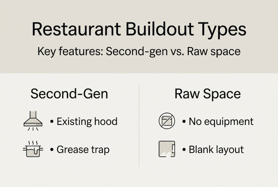 Infographic comparing second-gen and raw restaurant spaces