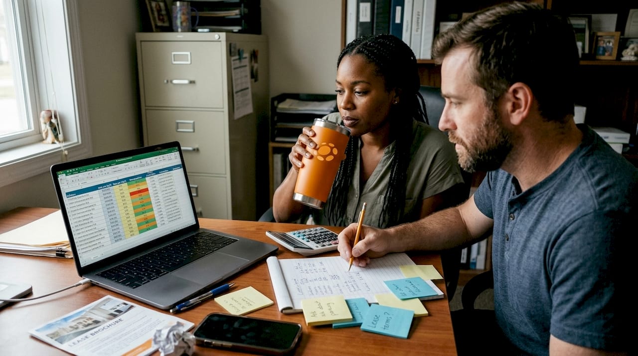 Managers compare lists of restaurant spaces