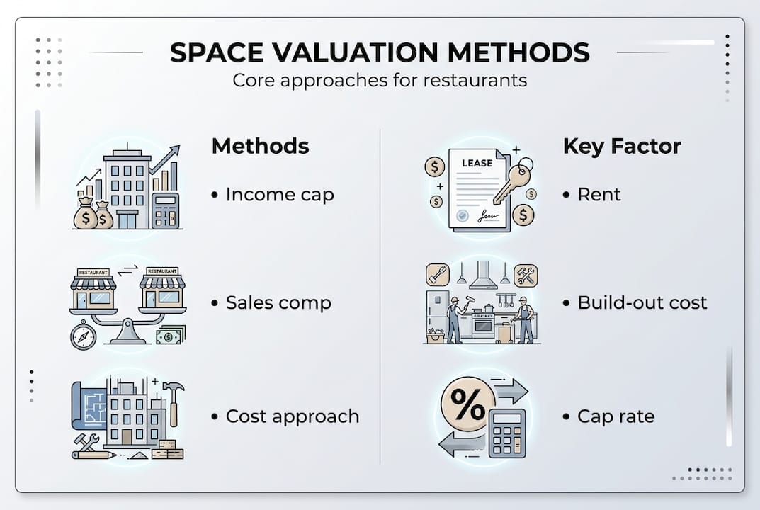 Infographic of restaurant space valuation methods