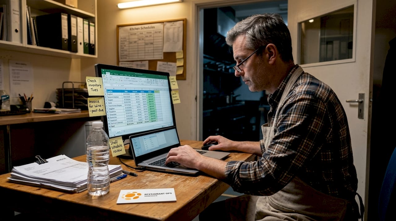 Manager preparing restaurant financial budget