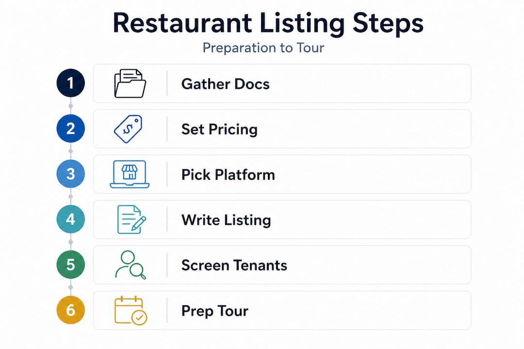 Infographic shows restaurant listing workflow steps