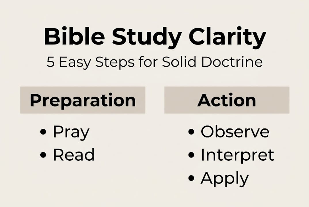 Infographic illustrating five steps for Bible study