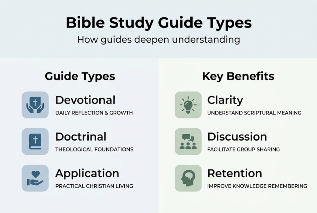 Infographic on Bible study guide types and benefits