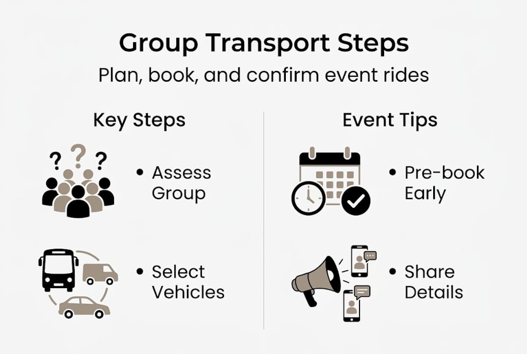 Infographic of group transport planning basics