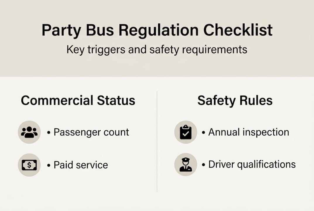 Infographic of party bus safety checklist and triggers
