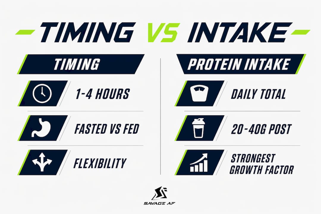Infographic comparing timing and protein intake
