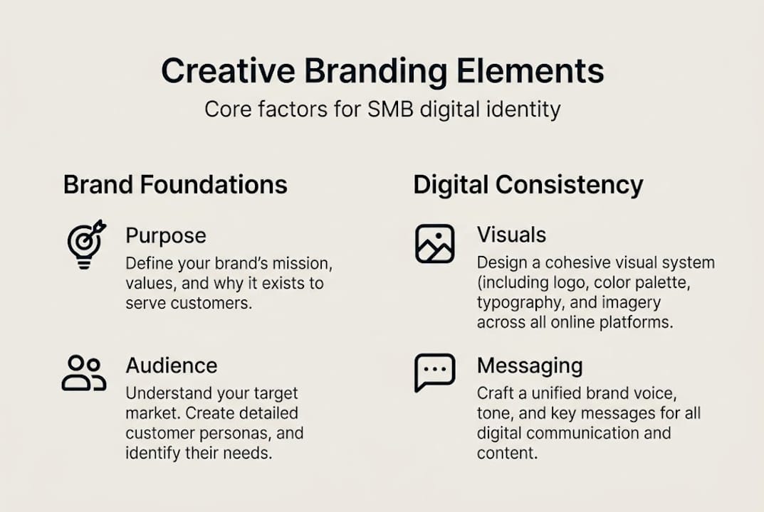 Infographic showing core creative branding elements