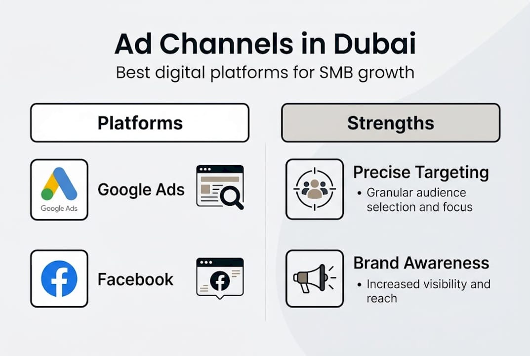 Infographic of top Dubai digital ad channels