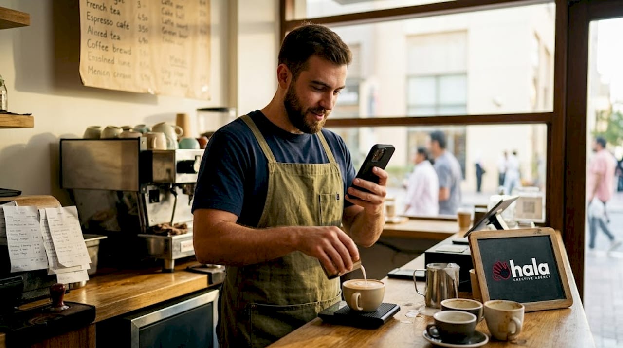 Dubai barista films specialty drink for café content