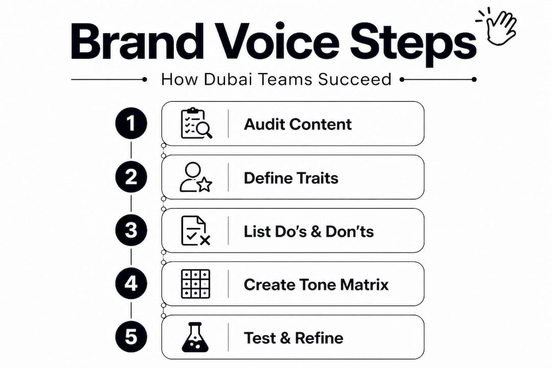 Infographic showing steps to define brand voice