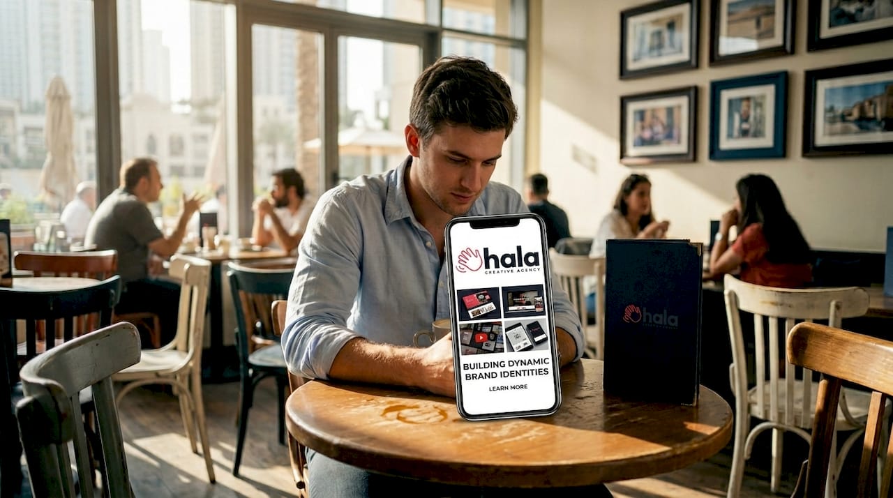 Man compares polished versus raw ad formats
