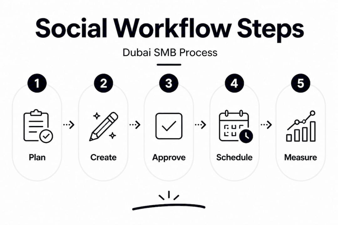Infographic shows step-by-step social workflow