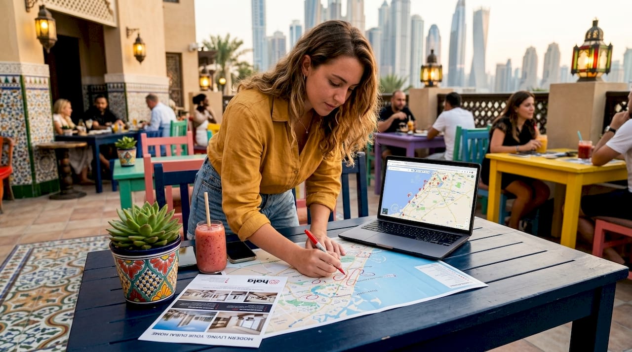 Agent plotting Google Maps for Dubai SEO