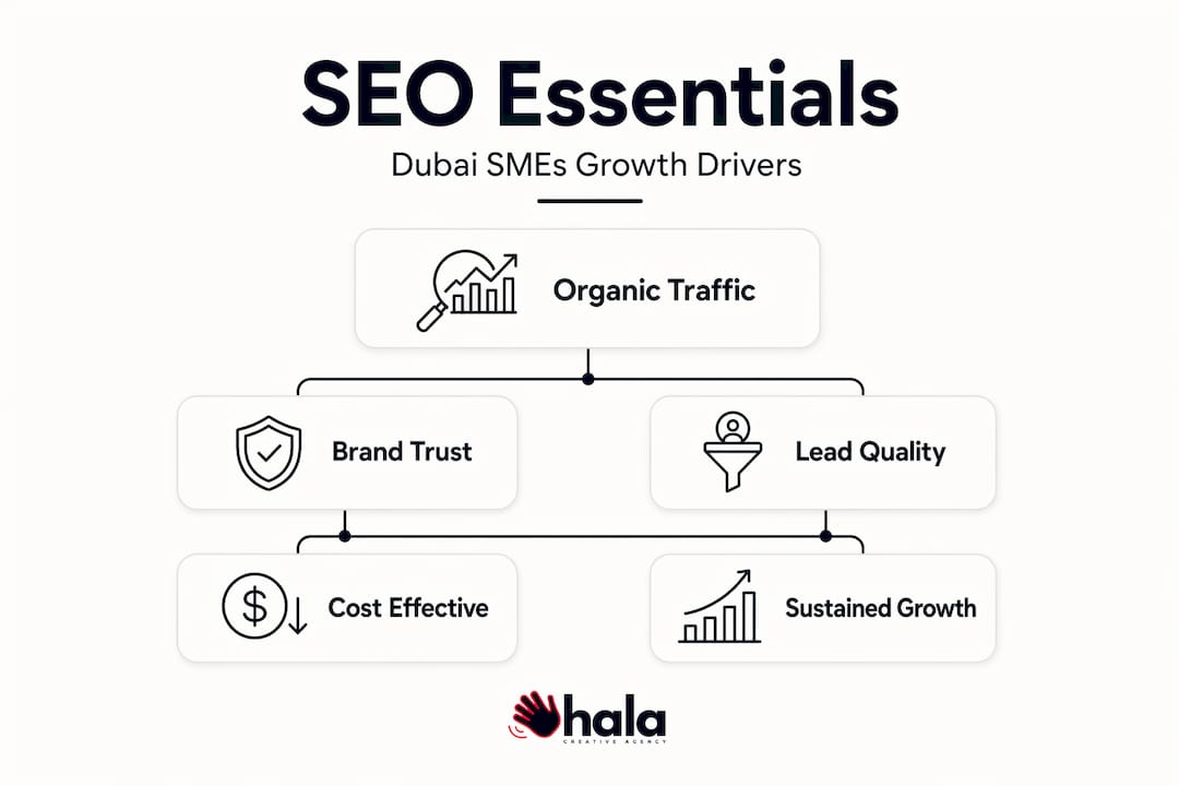 SEO hierarchy infographic for Dubai SMEs