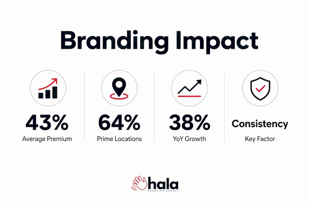 Infographic showing branding impact statistics in property sales