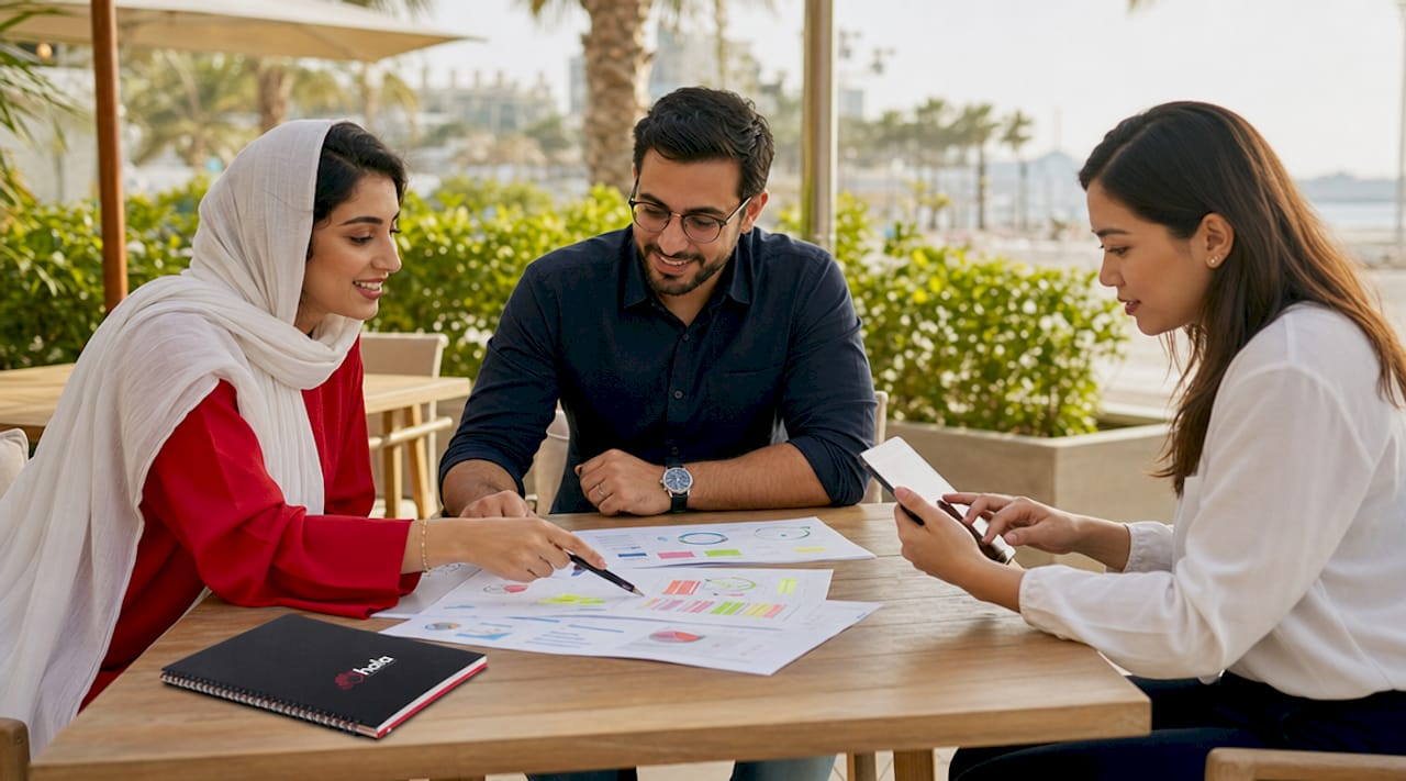 UAE SME team reviewing marketing data together
