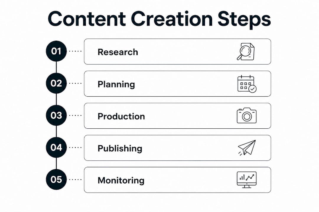 Infographic of five content creation process steps