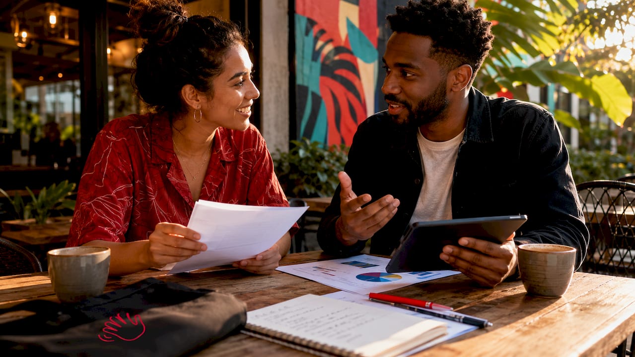 Marketers collaborating on campaign strategy