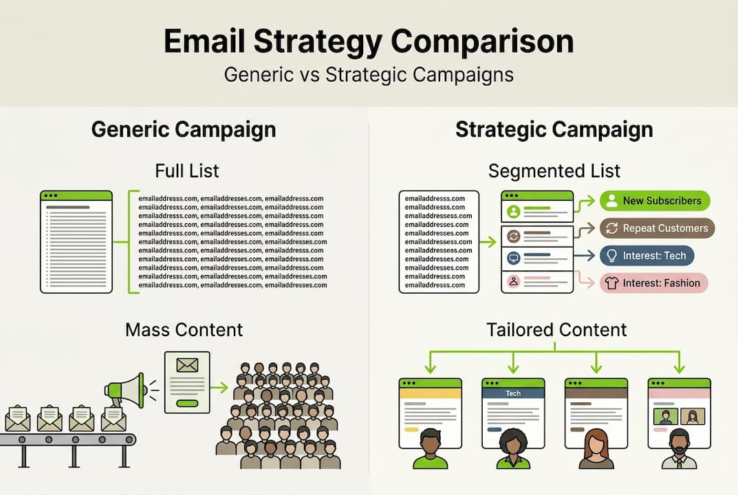 Infographic generic versus strategic email campaign