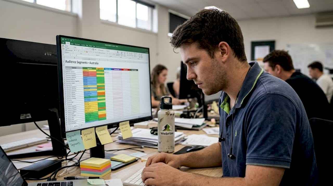 Marketer segments email lists in coworking space