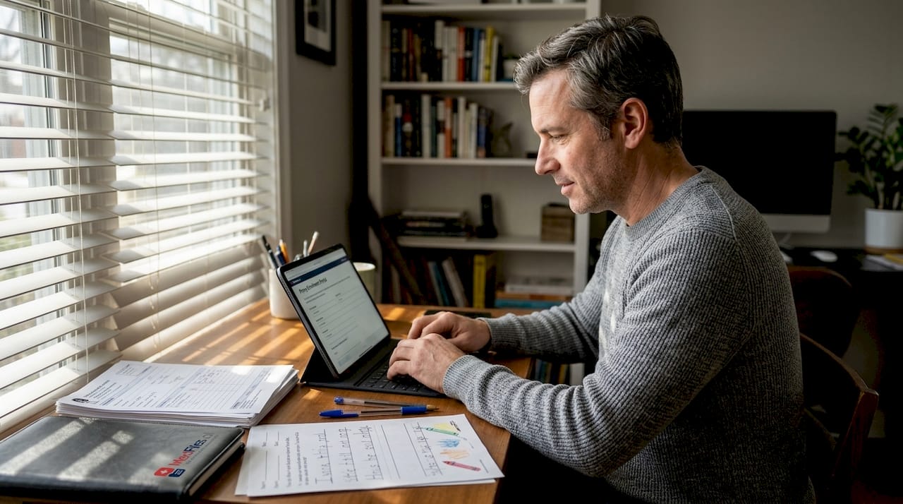 Parent setting up family proxy access on tablet