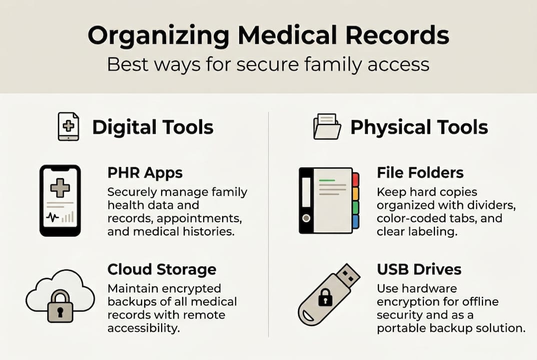 Infographic medical record organization tools overview