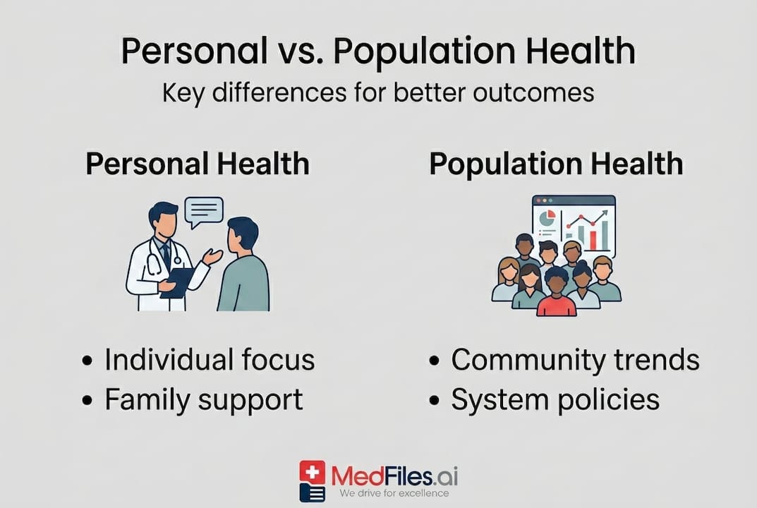 Infographic comparing personal and population health