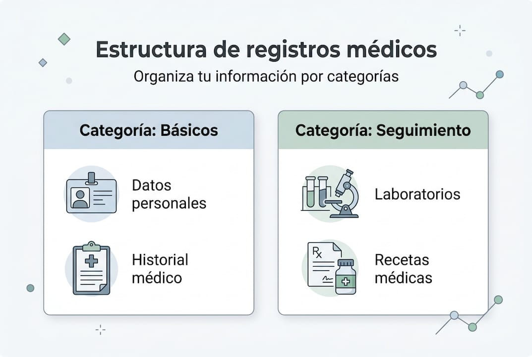 Guía visual sobre cómo organizar y mantener los registros médicos de tu familia