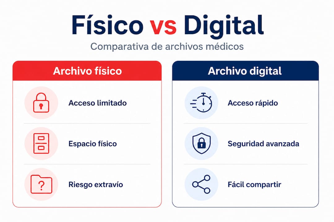 Infografía: diferencias clave entre el archivo tradicional en papel y la gestión digital de documentos