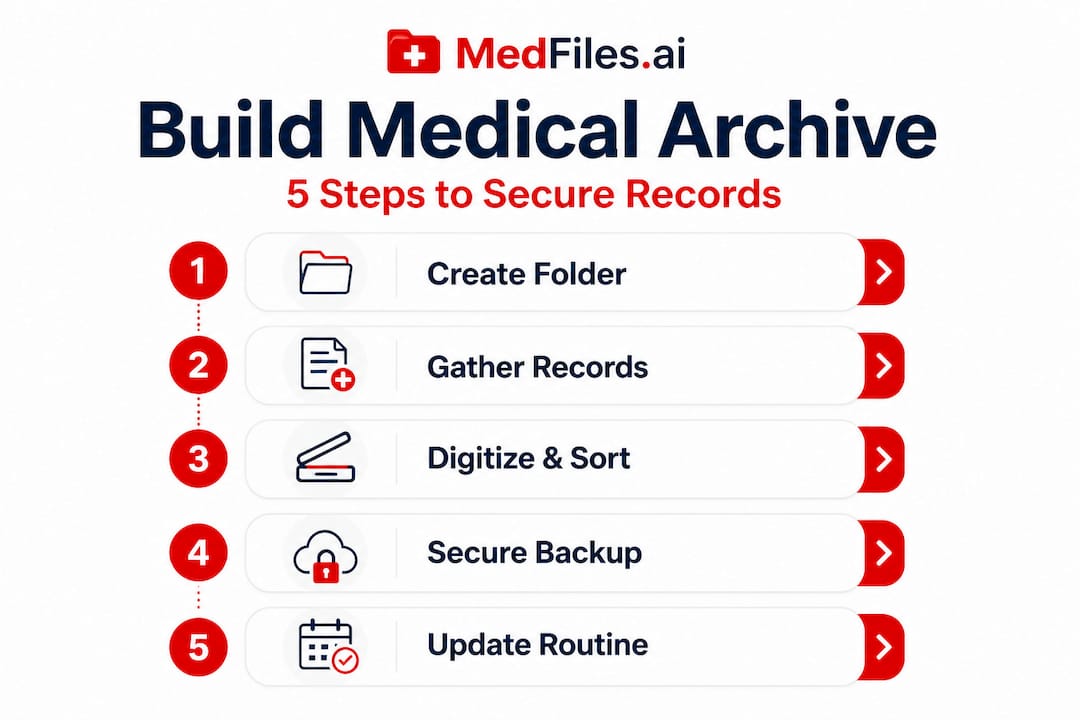 Infographic of steps to build medical archive