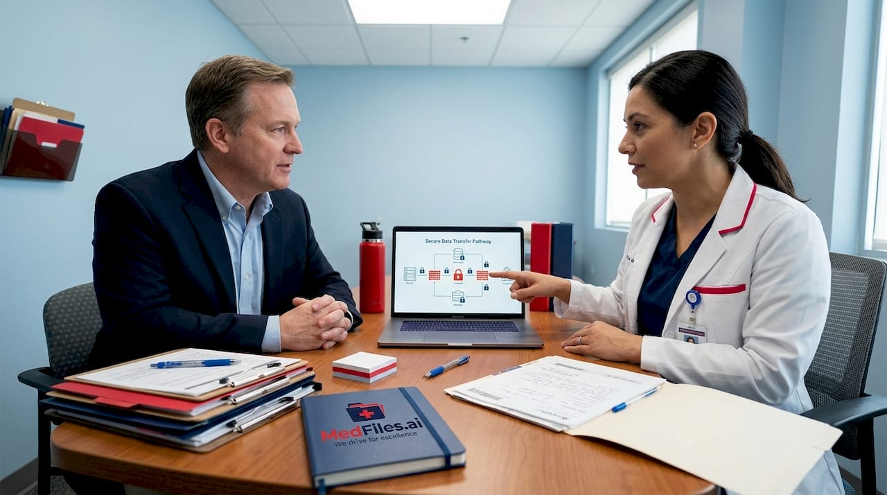 Provider and patient discuss healthcare information exchange