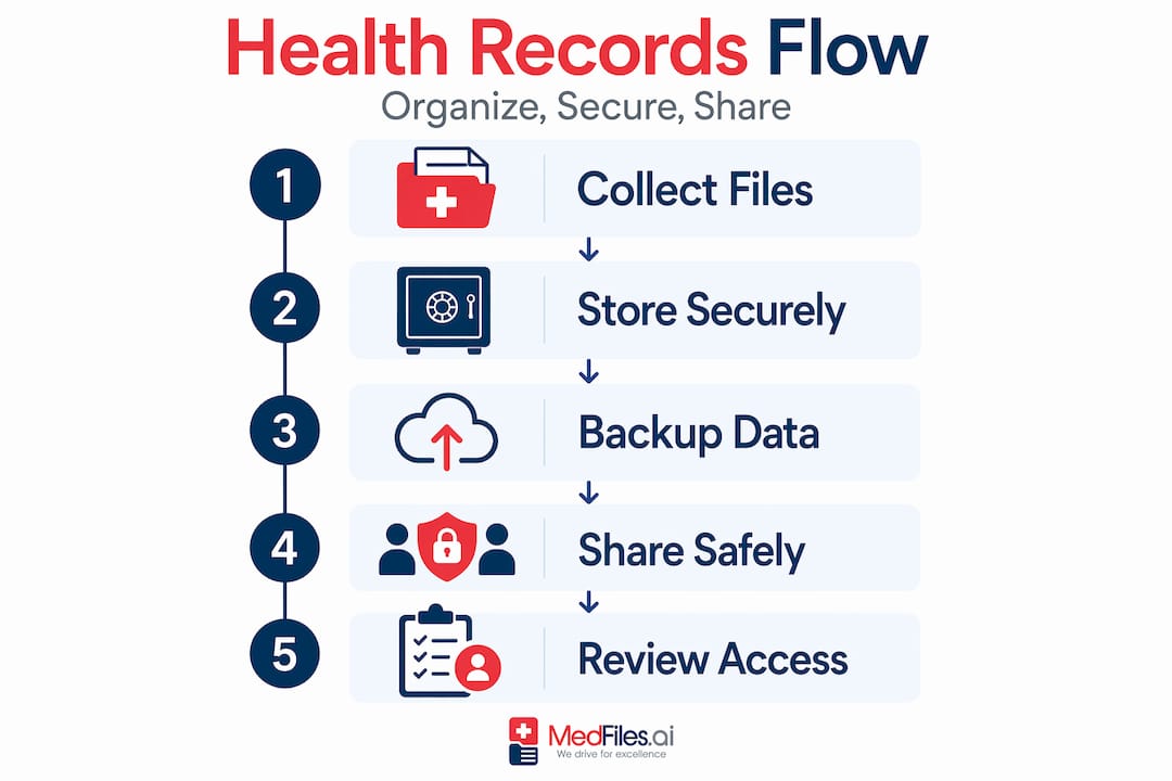 Vertical process infographic for digital health records