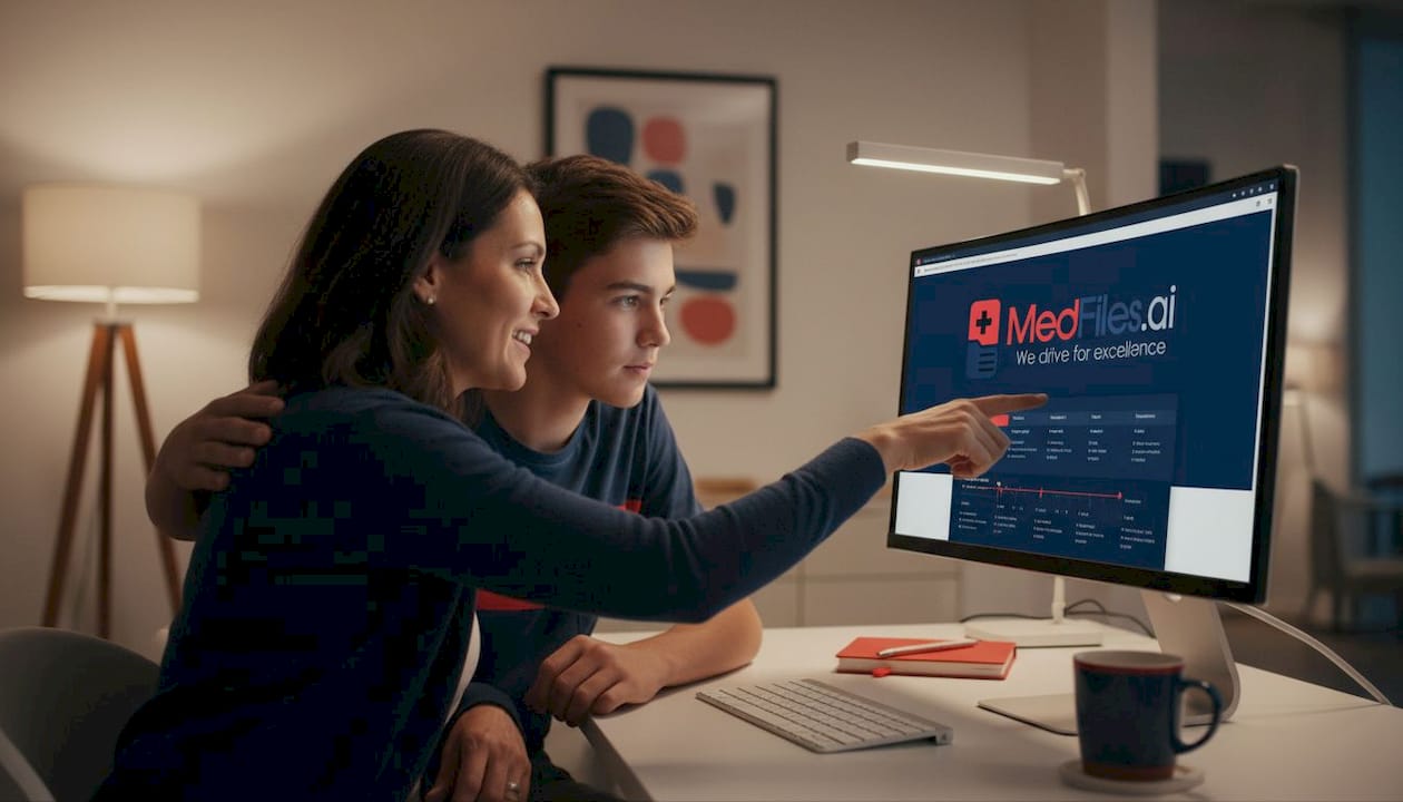 Mother and son manage digital health records
