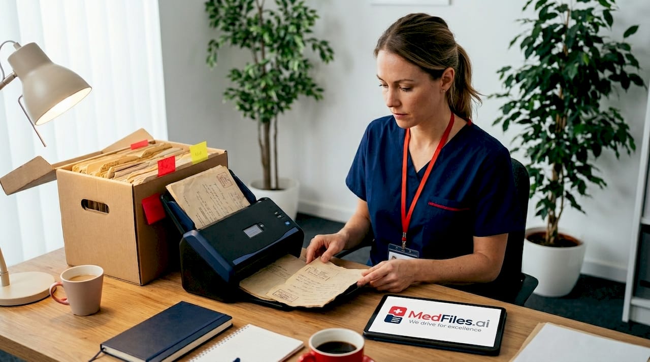 Assistant scanning paper records to digital system