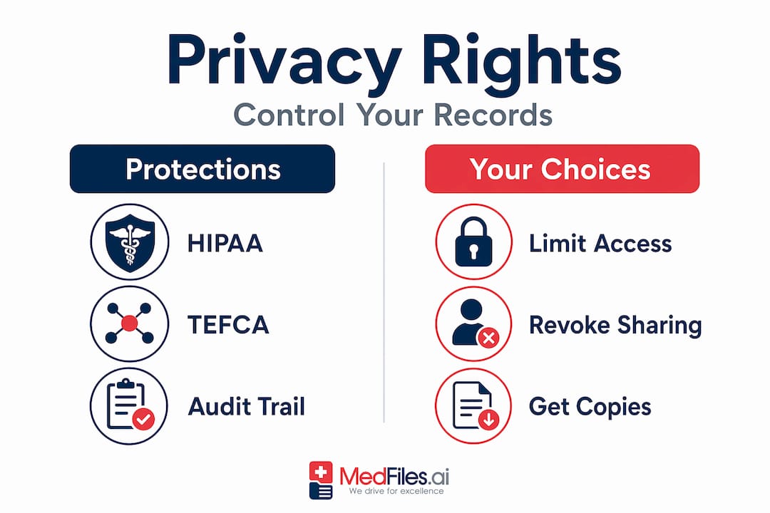 Infographic comparing privacy protections and patient choices